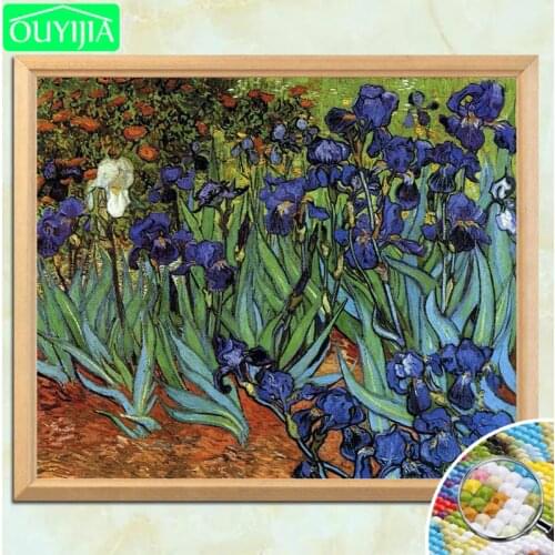 Van Gogh Famous Painting "Irises" 5D DIY Diamond Painting Full Square Diamond Embroidery Rhinestones Mosaic Picture Cross Stitch