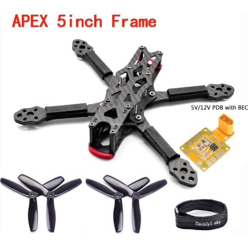APEX 5 inch 225mm 225 Carbon Fiber Quadcopter Frame Kit + 5045 Propeller + 5V/12V PDB For FPV Freestyle RC Racing Drone Models