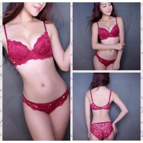 Womens push up underwear cutout lace belt thin bra set embroidery lace lingerie padded bralette backless underwear purple blue