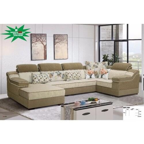LDM1801 Modern living room fabric sofa U shape sectional hemp sofa set living room furniture comfortable soft fabric sofa set
