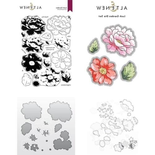 Lush Garden Blooming Flower Metal Cutting Dies and Silicone Stamps Stencil DIY Scrapbooking Paper Handmade Album Stamp Die 2021