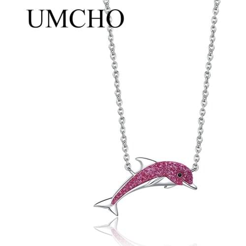 UMCHO Lovely Dolphin 925 Sterling Silver Necklaces & Pendants Gifts for Women Chains Cute Romantic Silver 925 Fine Jewelry