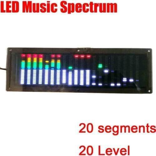 Multicolor LED Music Spectrum Display Analyzer CAR MP3 Amplifier Audio 20 Level Indicator rhythm VU METER WITH CLOCK 5V 12V