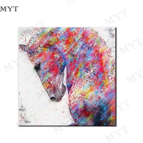MYT Abstract Oil Painting Handmade Beautiful Horse Modern Abstract Oil Painting for Living Room Wall Art Decor Oil Painting