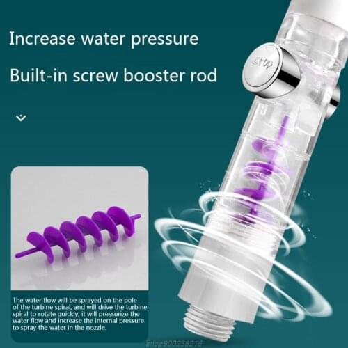 Pressurized Shower Head 3 Shower Modes Handheld Shower with Visible Rotating Fan Turbo Shower Universal S02 21 Dropship