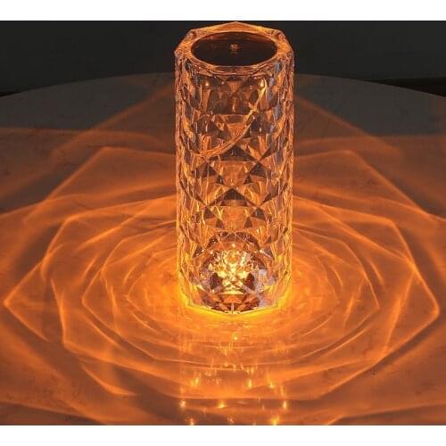 Crystal Desk Atmosphere Night Light Stepless Dimmable 3 Modes Lighting Rechargeable Room Decor Rose Projector Led Table Lamp
