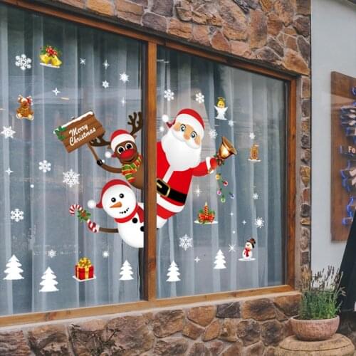 Christmas Window Stickers Merry Christmas Decorations For Home Decor Cristmas Wall Stickers Kids Room decor New Year Stickers