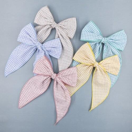 New Korean Style Plaid Ribbon Big Bow Hair Clips Lovely Baby Girl Hairpin Child Four Seasons Hair Accessories Kids Gift Headwear