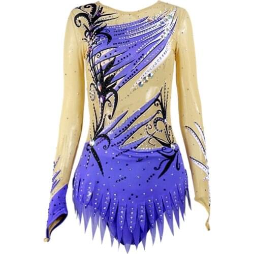 Ice Figure Skating Dress Dance Womens Girls' Spandex Kids Performance Rhythmic Gymnastics Leotards Skirts Child