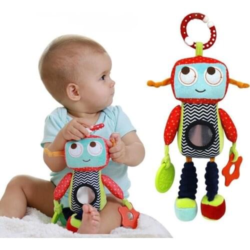 Newborn Baby Plush Stuffed Robot Doll Stroller Toys Elephant Rattle Infant Bed Crib Hanging Mobile Toys For Children Kids Gift