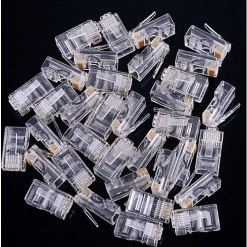 Practical Crystal RJ45 Plug Cat5E Cat5 Rj-45 Lan Network Connector Modular Plug Network Cable Connector 25 PCS