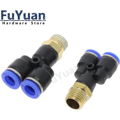 PX" Pneumatic Fitting Y Shaped Tee 4mm-12mm OD Hose Tube M5 1/8" 1/4" 3/8" 1/2" BSP Male Thread 3 way Air Coupler Connector