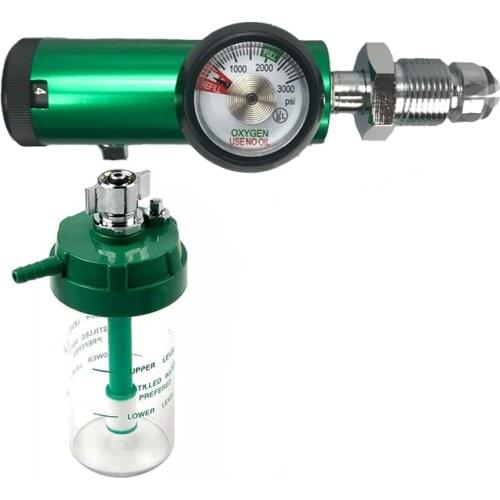 Bull Nose Oxygen Flow Regulator With Pressure Gauge For Oxygen Cylinder And Ozone Generator 0-25L/Min With Humidificator