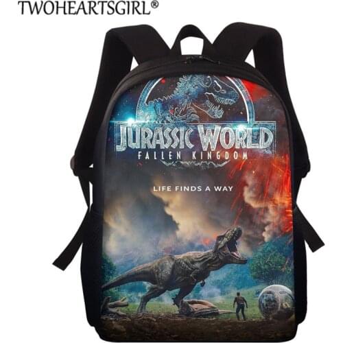 Twoheartsgirl Jurassic Park /World Prints School Bags Kids Cool Dinosaur Book Bag for Boys Preschool Student Backpack Mochila