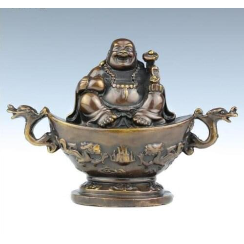 SCY 1027+++Pure copper antique sitting in Maitreya Fengshui ornameNT