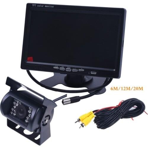 DC 12-24V Bus Truck Parking Camera Monitor Assistance System HD 7 Inch Car Monitors With Rear View Camera RCA Video Cable