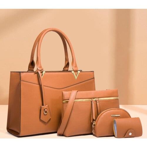 2021 Fashion Luxury Brand Women Bags for Business Lady Handbag 4pcs Set Composite Bag Large Capacity PU Leather Totes with Purse