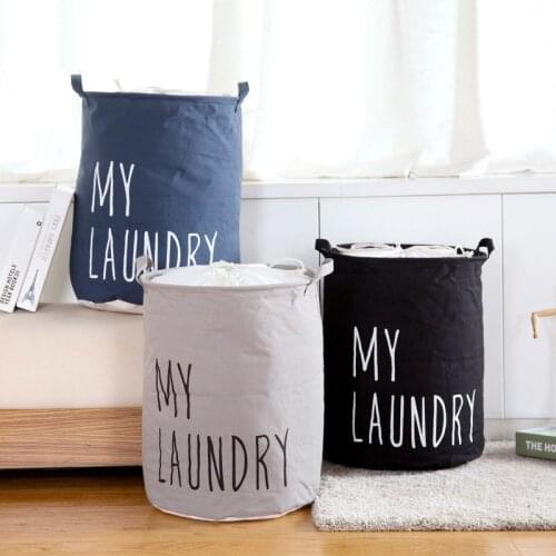 Fabric storage basket with lid Dirty clothes Storage barrel large laundry basket kid toy organizer bag