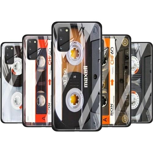 Vintage tape retro style for Samsung Galaxy S20 FE Ultra Note 20 S10 Lite S9 S8 Plus Luxury Tempered Glass Phone Case Cover