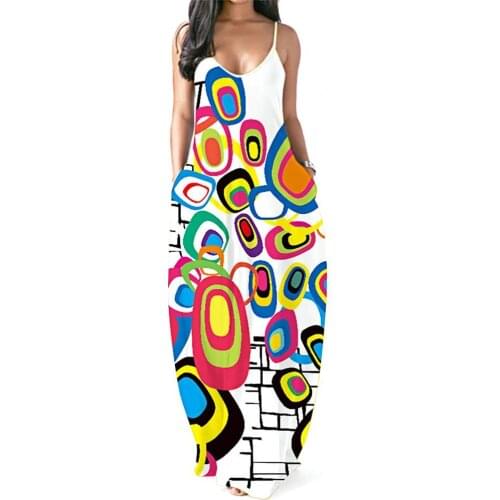 Vintage Floral Printed Long Maxi Dress Women Spaghetti Strap Printing V-neck Pockets Loose Maxi Dress Sundress for Beach платье
