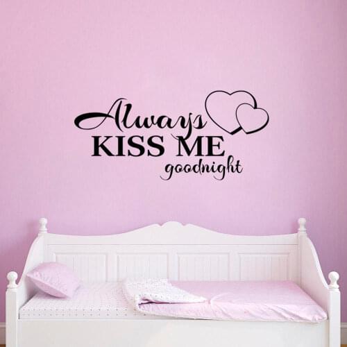 Always kiss me goodnight Quote Wall Stickers for Kids Rooms Door Decals Baby Nursery Vinyl Wall Decal Mural Bedroom Decor D860