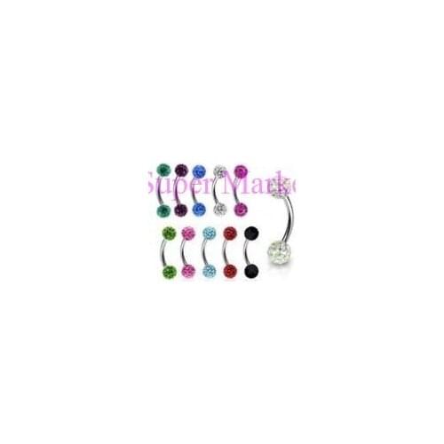 High quality Eyebrow Ring Piercing Curved Earing Crystals 316L surgical steel 20pcs/lot free shipping