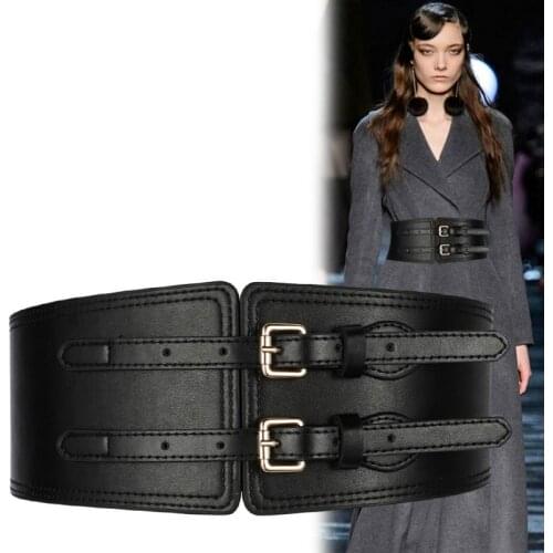 Women Waistband Width 2 Pin Button Coat Decoration Elastic Wide Belt Down Jacket With Dress Sweater Versatile Winter