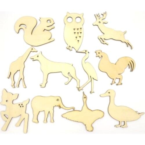 10pcs /lot Lovely Animal Wood Chips Fashion Christmas Party Home Decoration DIY Veneer Scrapbooking Crafts