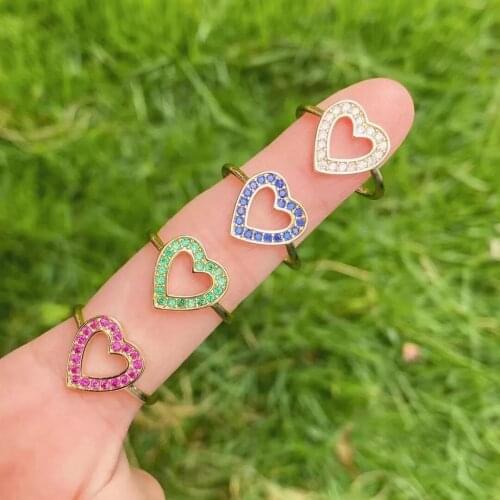 10Pcs Charm CZ Micro Pave Heart Finger Ring for Women Vintage Fashion Rings 2021 Female Bohemian Jewelry Gifts