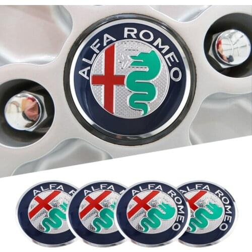 4Pcs 56mm Car Wheel Stickers Center Hub Cap Car Emblem Badge Decal For Alfa Romeo Giulietta Giulia Stelvio Spider GT Mito