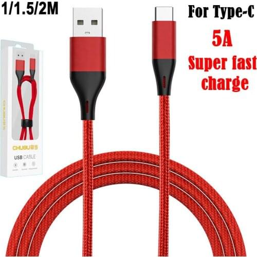 5A Super Fast Charging Data Cable for Type-C Charging Cable Mobile Phone Fast Charging Cable 0.3M/1M/1.5M/2M Accessories