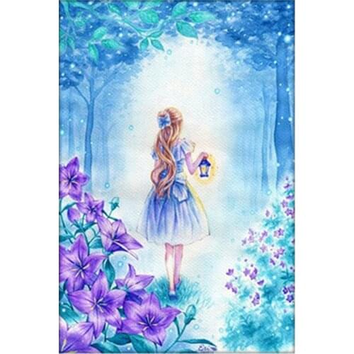 5D DIY Diamond Painting Beautiful Girl in Forest Garden Full Cross Stitch Diamond Emboidery Rhinestone Mosaic Home Decor Gift