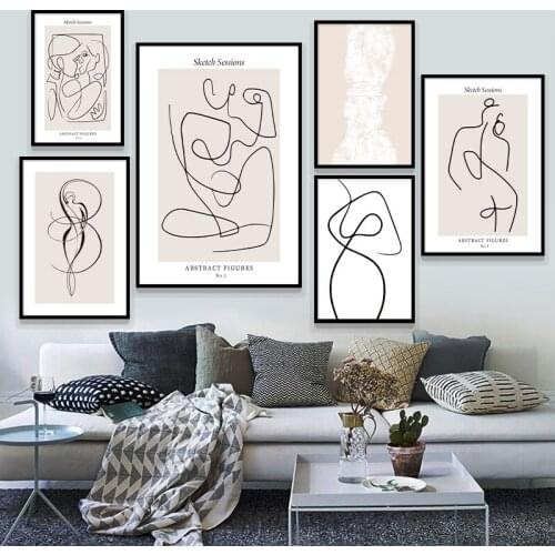 Abstract Love Line Figure Art Anime Abstract Poster Nordic Canvas Print Wall Art Painting Modern Picture Living Room Decoration