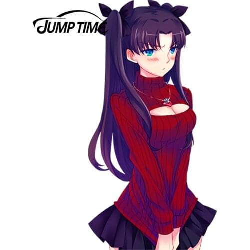 JumpTime 13cm x 6.7cm 3D Car Stickers Tohsaka Rin Japanese Anime Car Styling Waterproof Body Decals Door Decoration Stickers