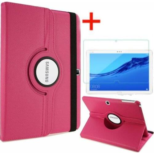 360 Degree Rotating PU Leather Flip Cover Case and Glass For Samsung Galaxy Tab 4 10' SM-T530 T531 T535 Tablet Smart Stand Cover