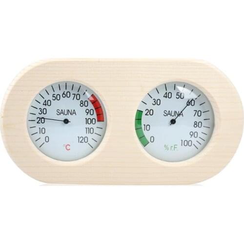 Wooden Double Dial Thermometer Hygrometer thermograph humidity meter hydrothermograph weather station for Sauna room