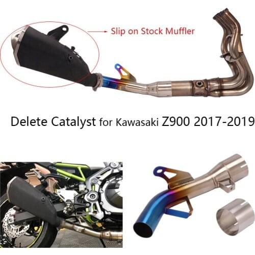 For Kawasaki Z900 Ninja 900 2017-2019 Exhaust Pipe Motorcycle Middle Tube Cut Delete Catalyst Slip On Stock Blue Stainless Steel