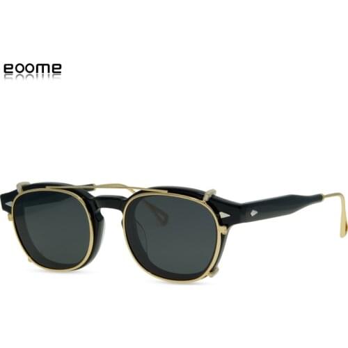 Eoome Clip Lense Hand Made Men Polarized Lens Vintage 1960s Steam Punk Small Square High Qaulity Korea Style Optical frames