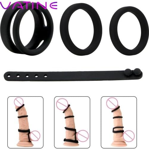VATINE Sex Products Chastity Cage Penis Enlargement Silicone Cock Rings Delay Ejaculation Sex Toys for Man Penis Rings