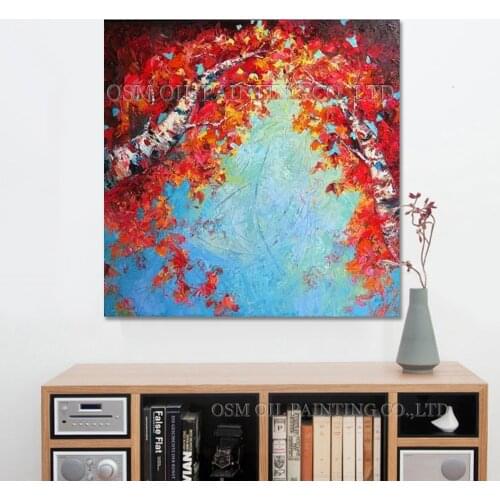 Skilled Artist Handmade High Quality Abstract Birch Landscape Oil Painting Knife Painting Birch Forest Oil Painting On Canvas