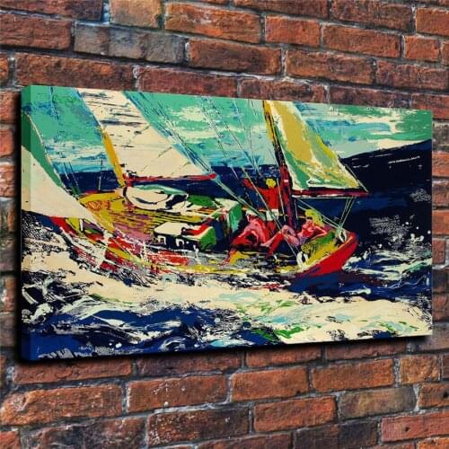 LeRoy Neiman HD Print Modern Abstract Seas Sailing Oil Painting on Canvas Poster Wall Art Picture for Living Room Home Decor