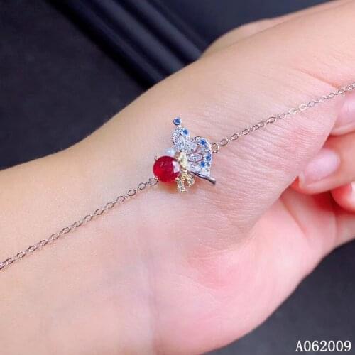 KJJEAXCMY fine jewelry 925 sterling silver inlaid natural ruby bracelet fashion girl hand bracelet support test