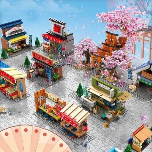 Sembo Block Japanese Mini Moc Creator Street Store Shop House Tree Model Building Architect Sakura Inari Shrine City Miniature