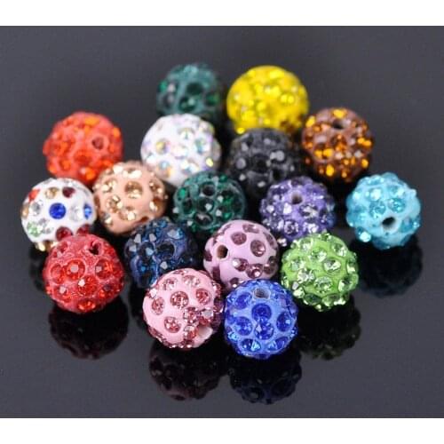 20pcs 10mm Round Crystal Rhinestones & Clay Loose Crafts Beads lot for DIY Jewelry Making