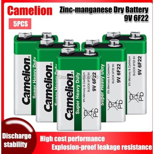 5pc Camelion 6F22 PPP3 6LR61 9V Lithium Battery Super Heavy Duty Dry high-discharge high current Batteries For Radio Alarm Toy