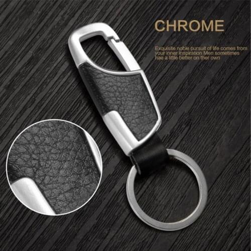 Mens Business Leather Car Metal Exquisite Anti-lost Keychain Small Chic Personalized Customized Keyring