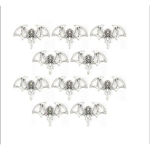 10 pieces of silver jewelry bracelet pendant DIY Halloween hollow bat accessories
