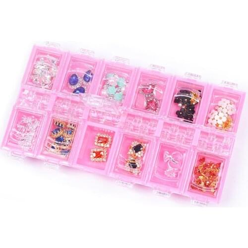 New 12 Grids Clear Empty Nail Art Tips Beads Decor Jewelry Storage Box Holder Case