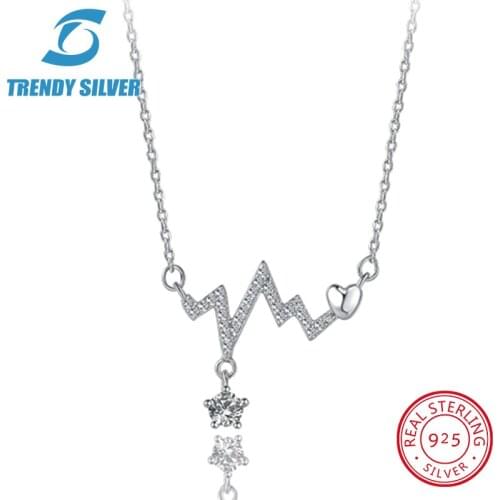 925 sterling silver necklace chain for women woman rose gold plated pendant jewelry pave CZ