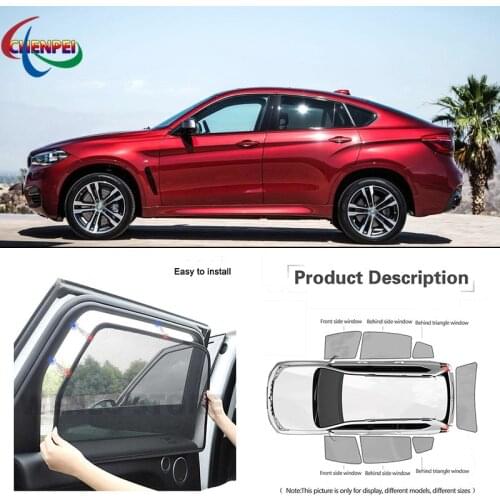 For BMW X6 2015 Car Full Side Windows Magnetic Sun Shade UV Protection Ray Blocking Mesh Visor Car Decoration Accessories